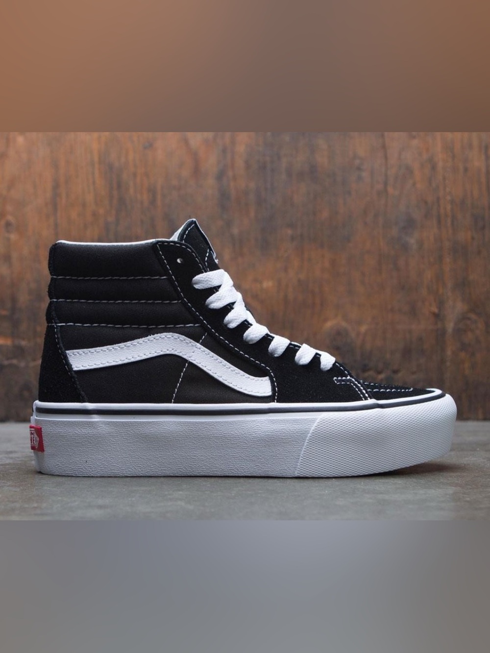 Sk8-Hi Platform 2 Vans Black & White Platform GOOD Condition Size Men 5.5 Wmns 7